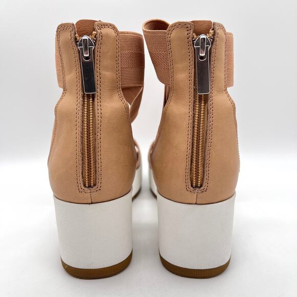 SOREL Cameron Flatform Sandals Womens 10 Tan White Platform Wide Strap Comfort - Picture 3 of 12